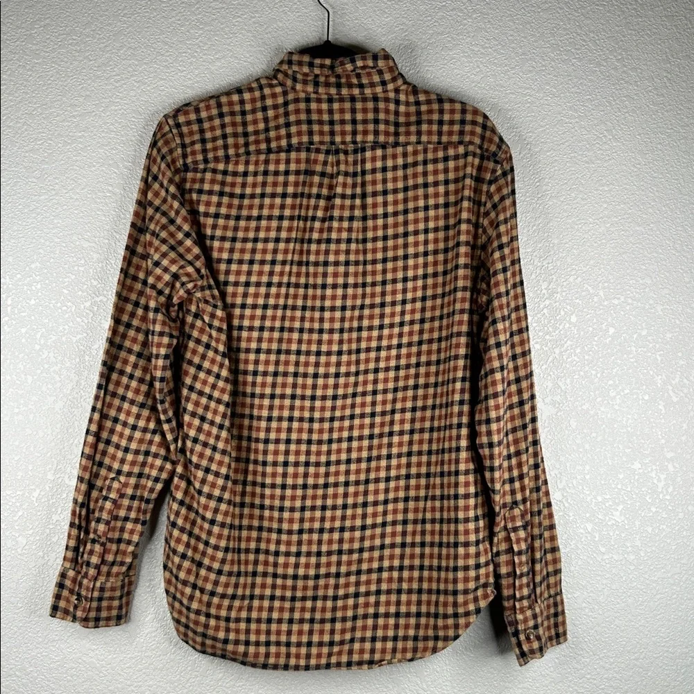 J. Crew Men's Cashmere Blend Slim Brown Black Checked Button Down Shirt Size Med